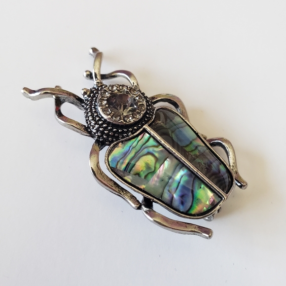 Abalone Beetle Brooch, with rignstone - Picture 4 of 6